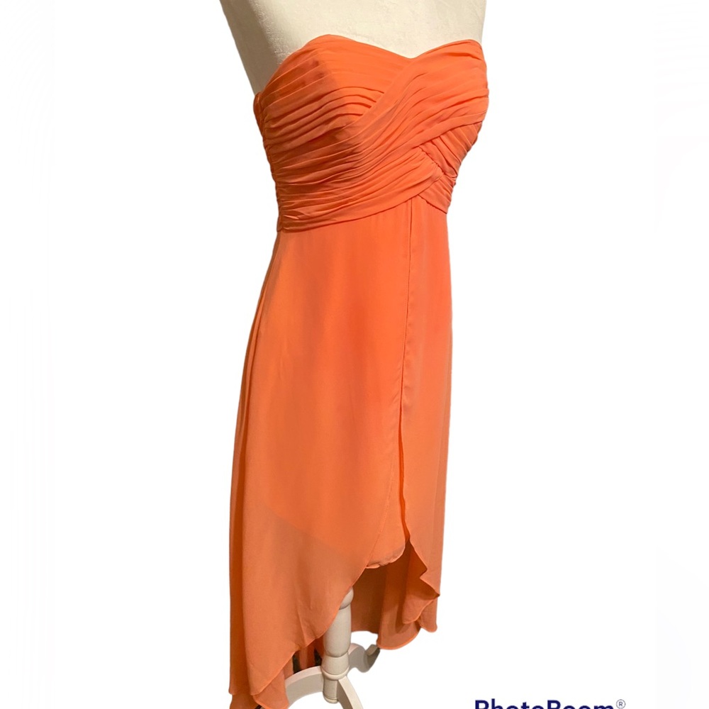 David’s Bridal Bridesmaid Coral Strapless Dress Size 6